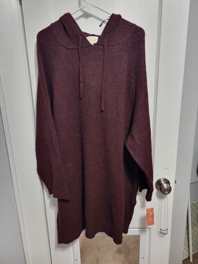 Nwt State Of Day Hooded Tunic Sweater in Burgundy XL